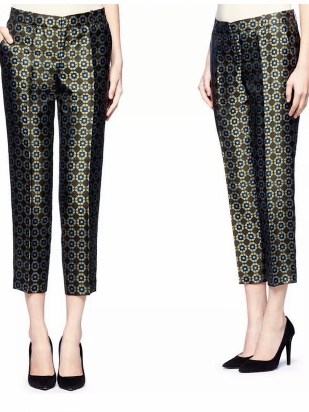 JCrew Silk Jacquard Brocade Cropped Pants from The Collection Size 14